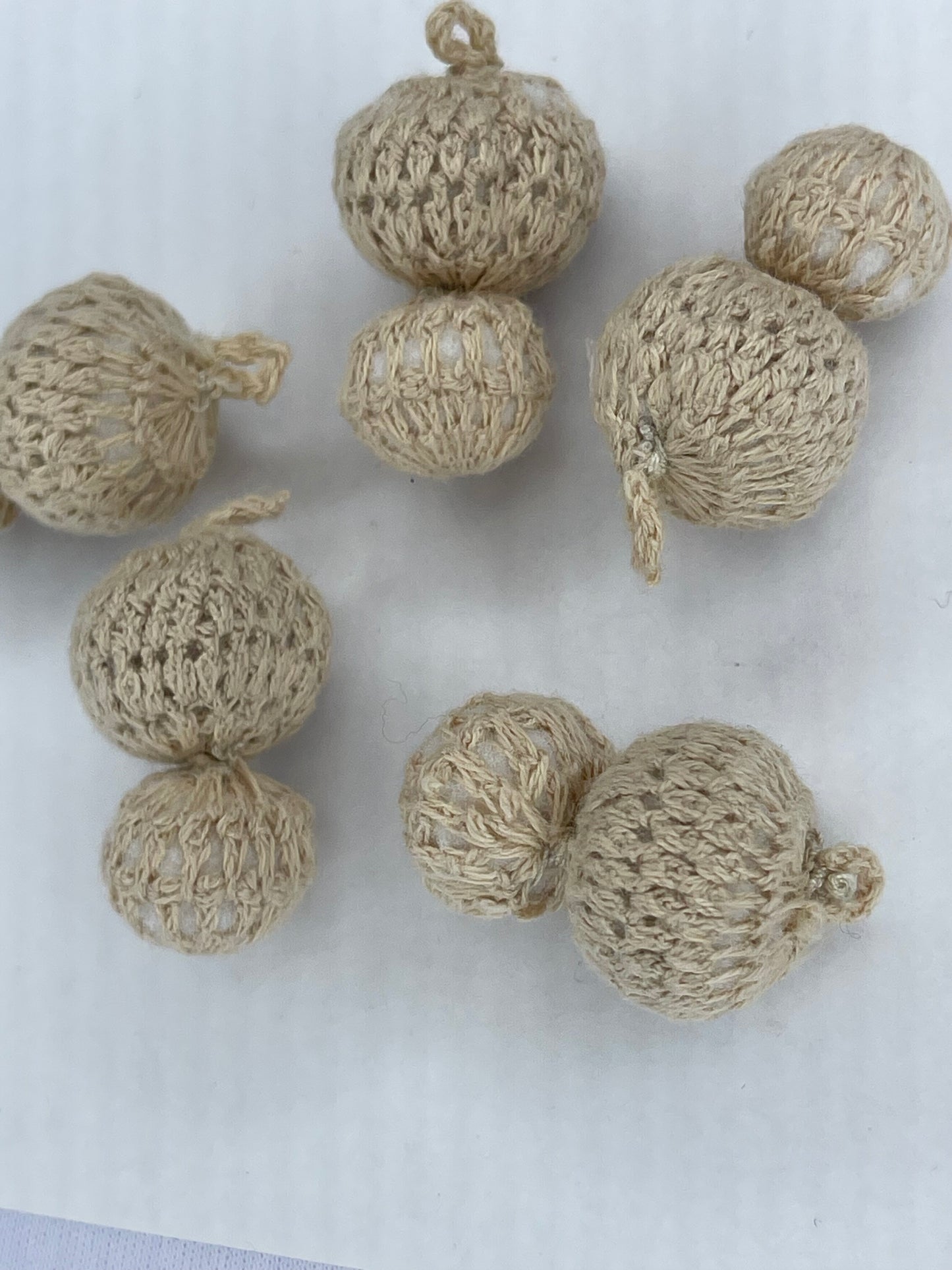 Beige Crochet Double Bobble Button