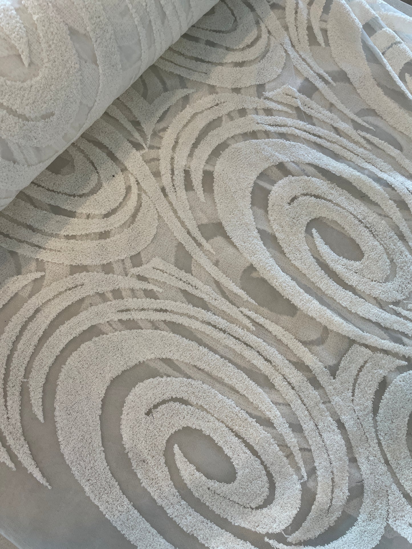 Arctic swirl chenille embroidered tulle