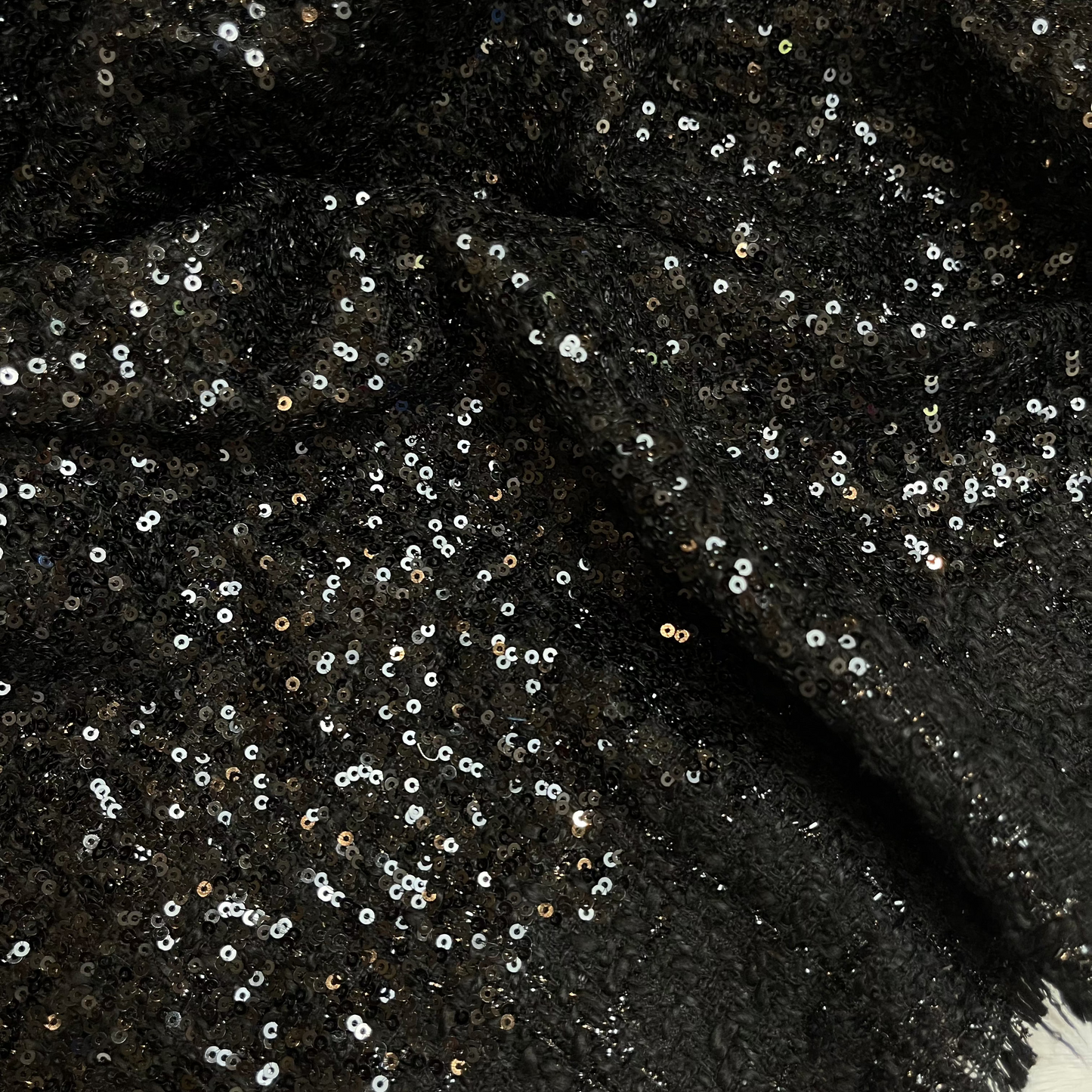 90cm black sequin tweed