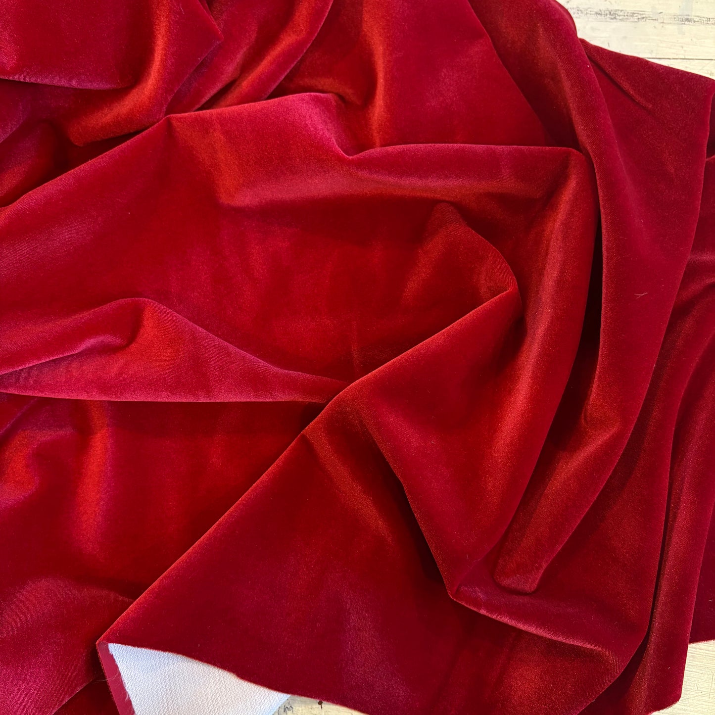 2m Ruby Red Interfaced Stretch Velvet