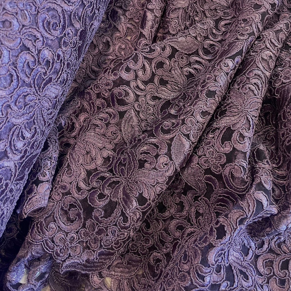 Amethyst floral corded guipure lace