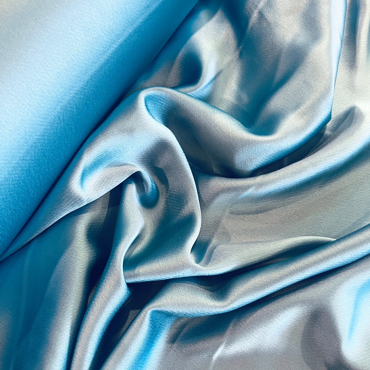 Aqua stretch luxe drape satin