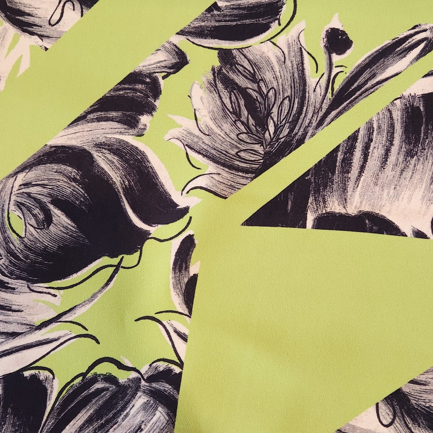 Lime and floral collage bonded suiting