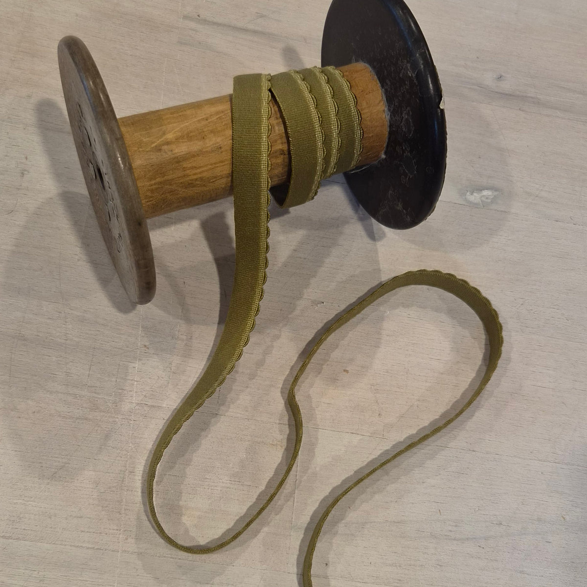 Olive 12mm Plush Picot Elastic