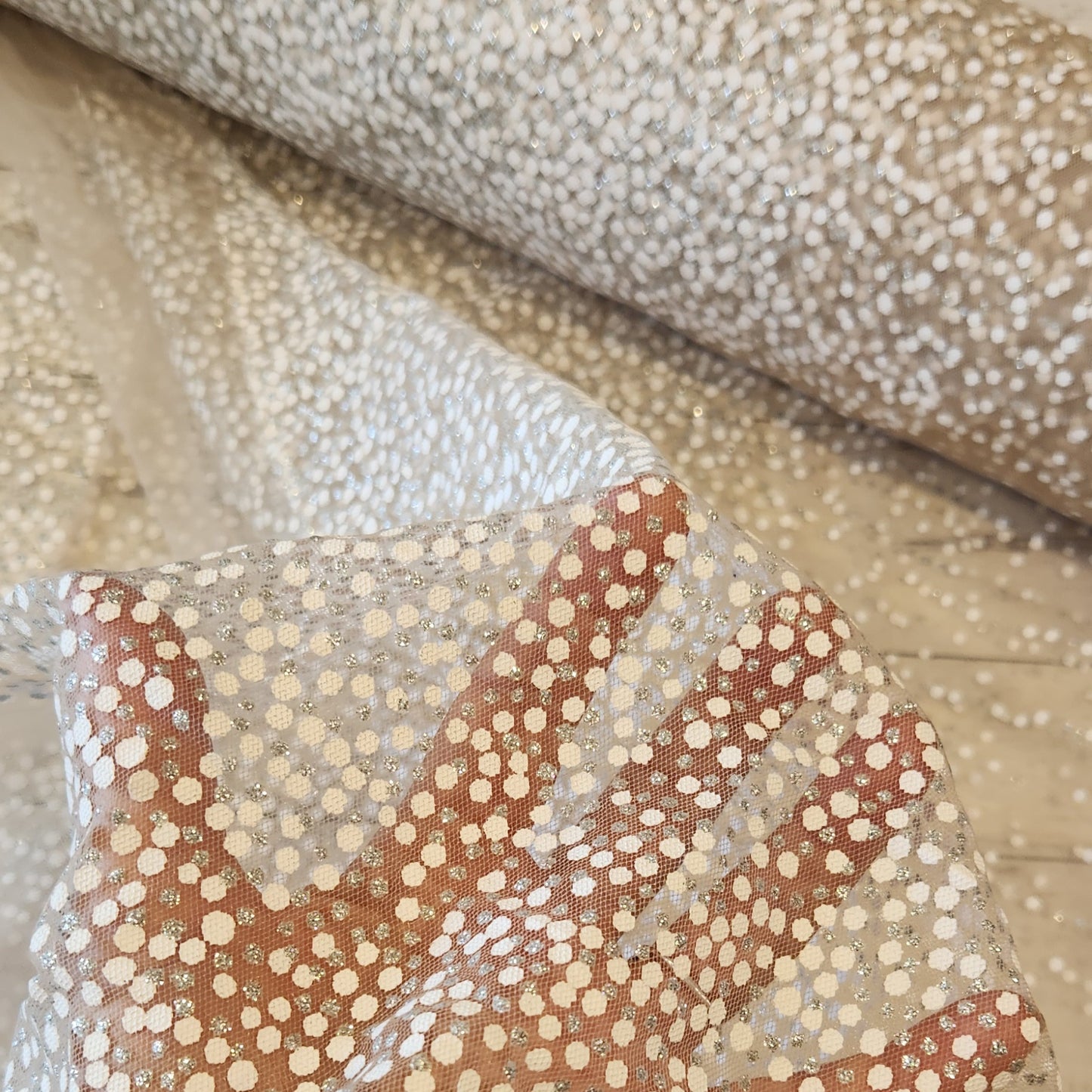 Confetti on mocha tulle