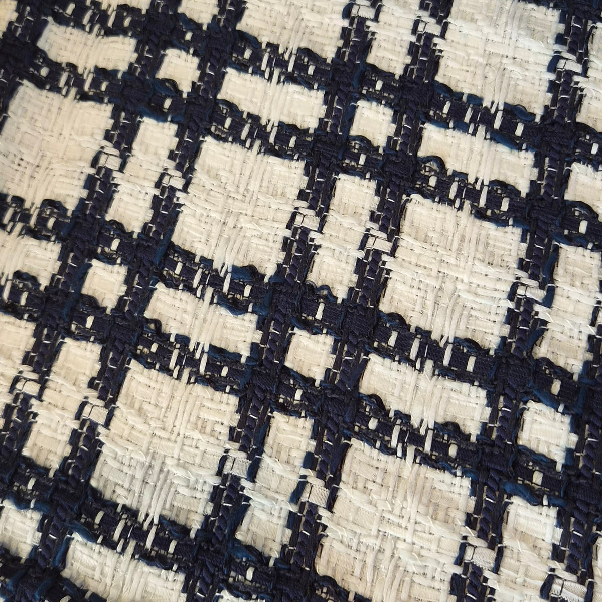 Navy and white tweed boucle