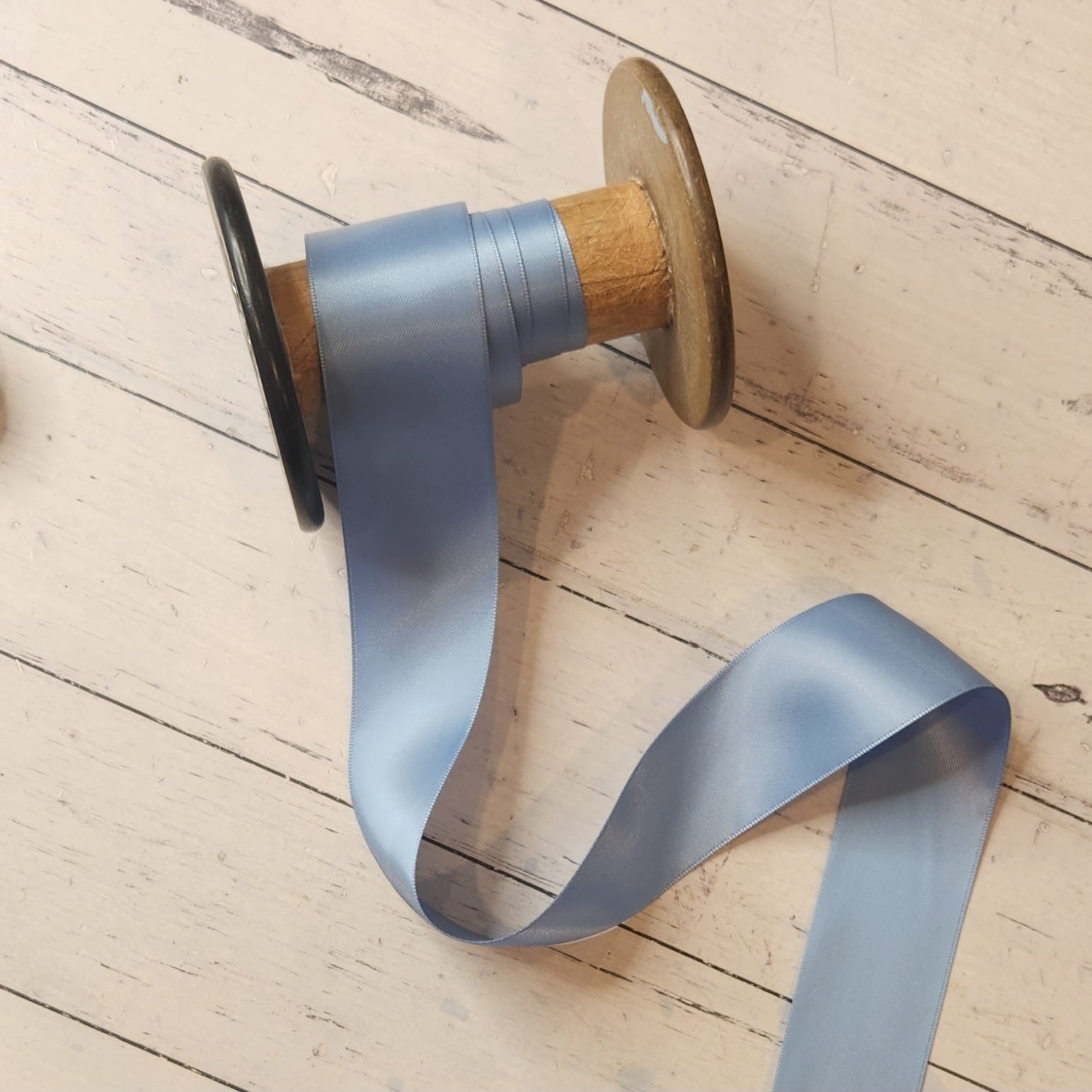 Bdf Button Ribbon Delf blue satin ribbon – The Maker Society