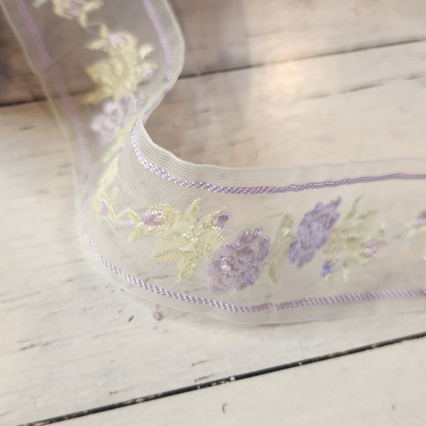 Vintage mauve rose Organza Ribbon