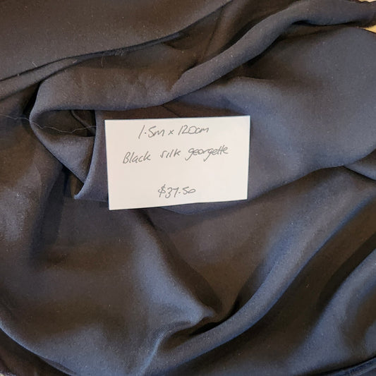 1.5m Black silk georgette