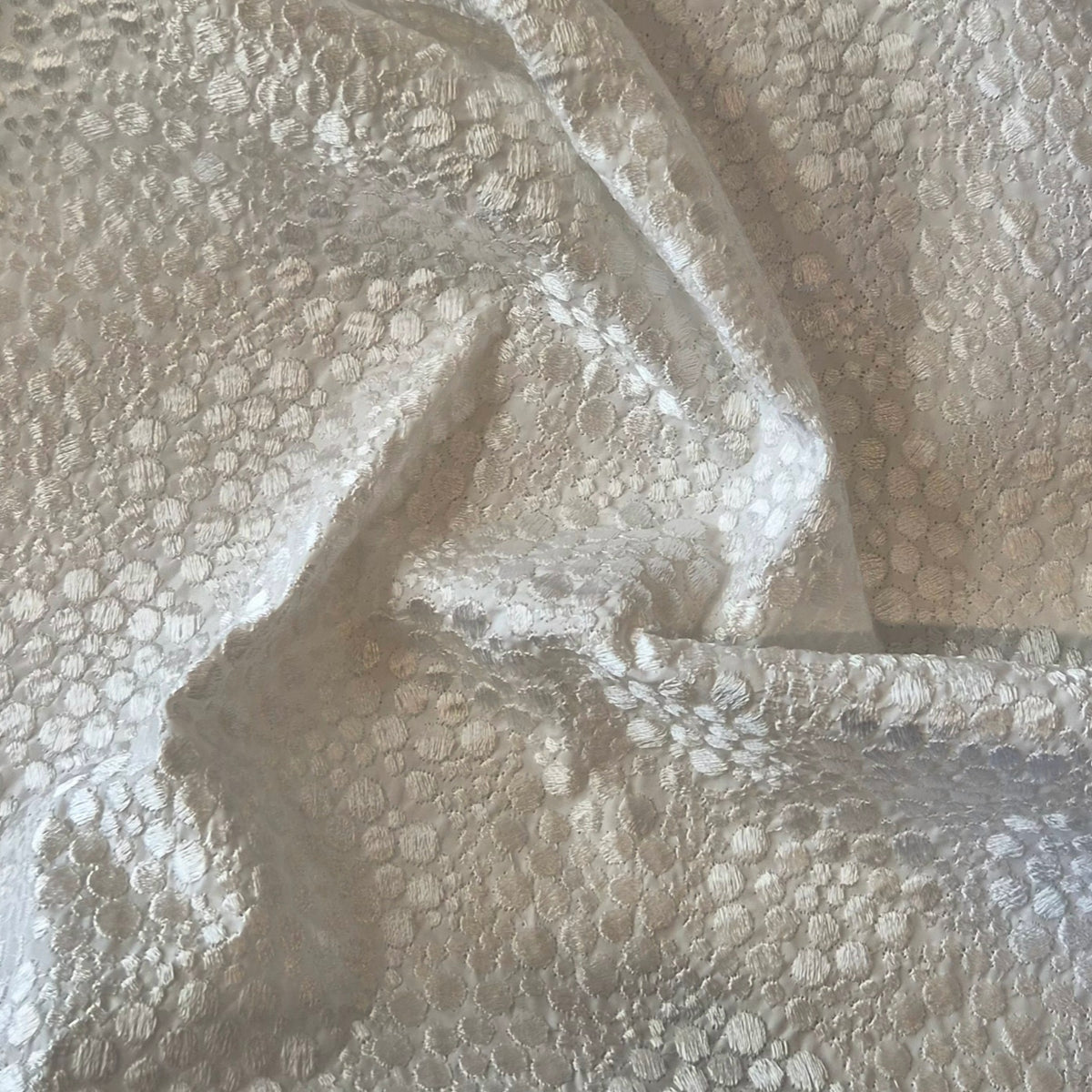 Icing sugar embroidered taffeta