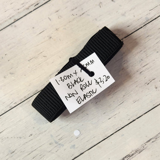 1.3m Black non roll elastic