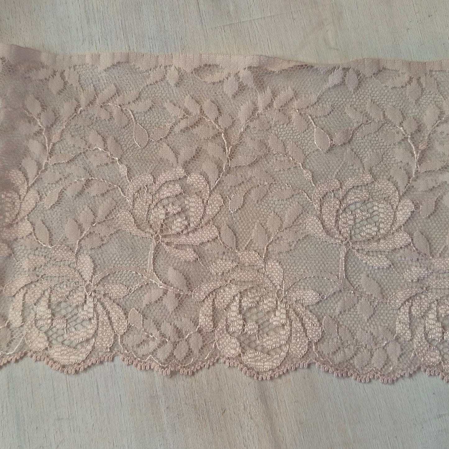 Charlotte pale mocha hand dyed lace