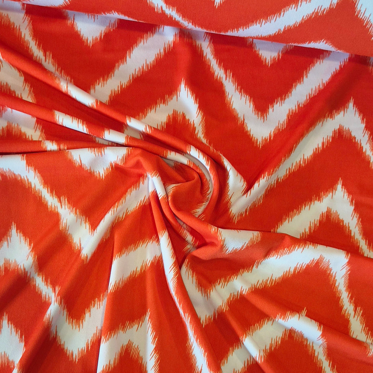 Orange zigzag jersey knit
