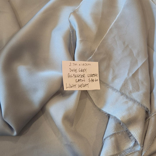 2.7m Dove grey polyester satin