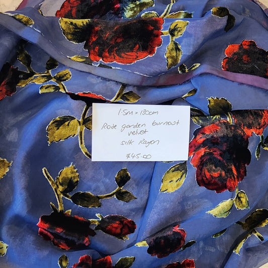 1.5m Rose garden burnout velvet