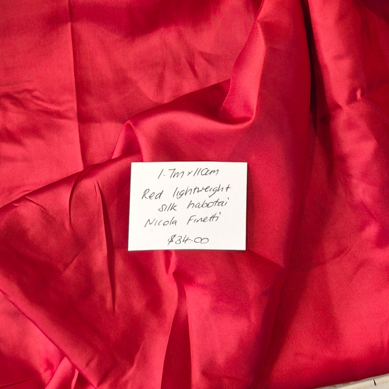 1.7m Red lightweight silk habotai