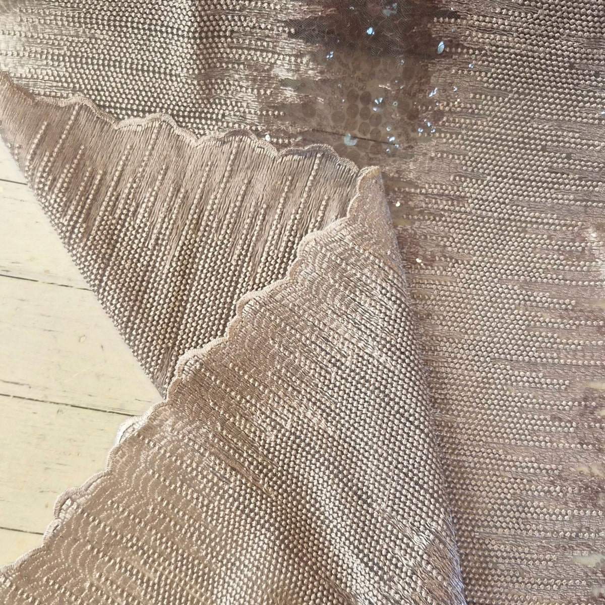 Raindrop mocha Embroidered sequin mesh