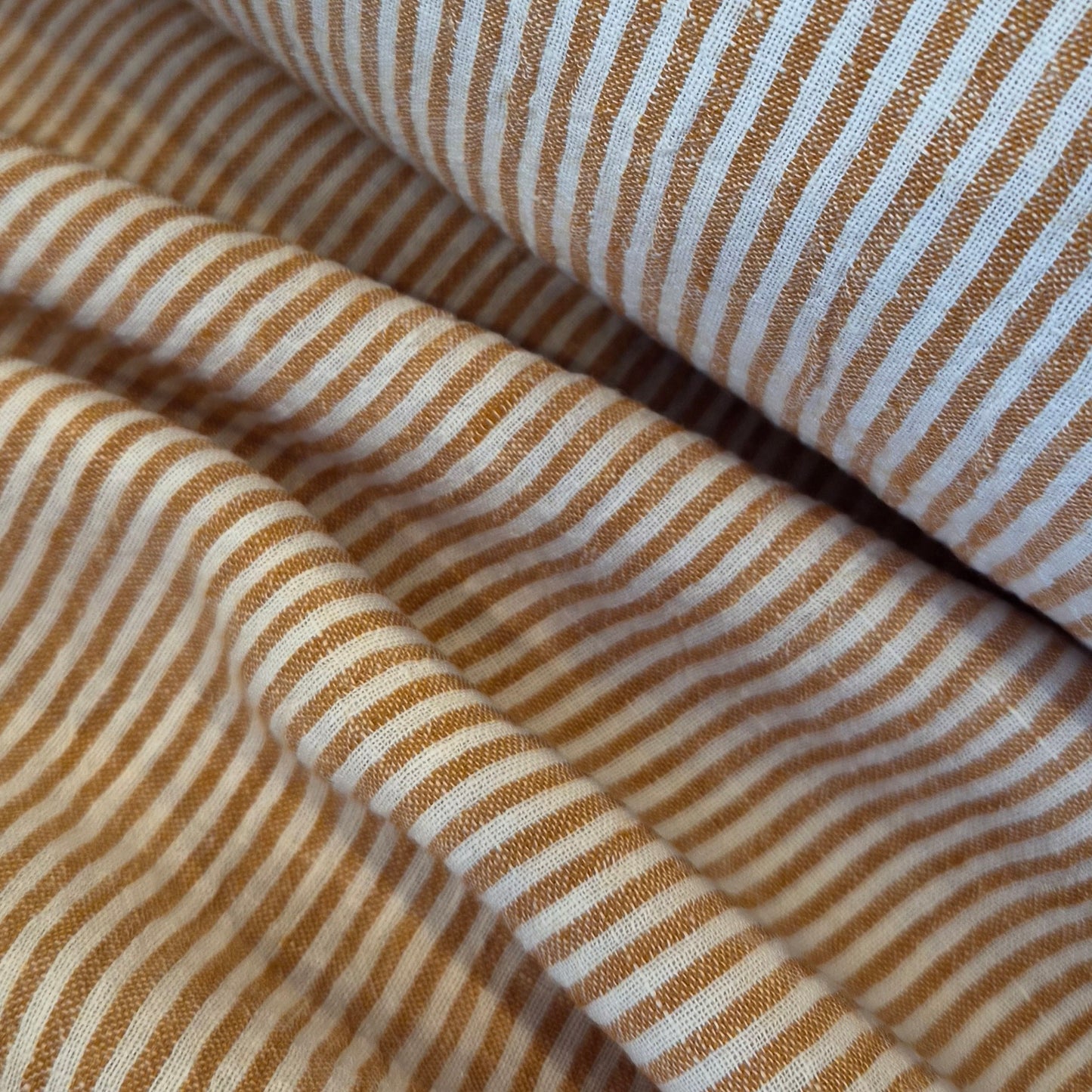 Apricot stripes crinkle linen