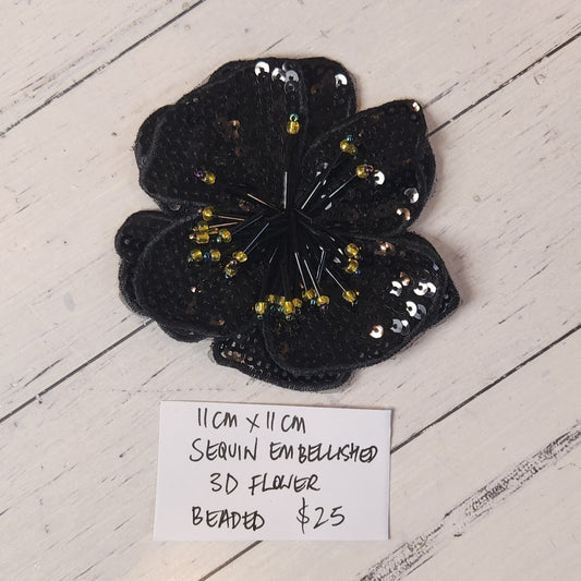11cm Sequin embellished 3D flower
