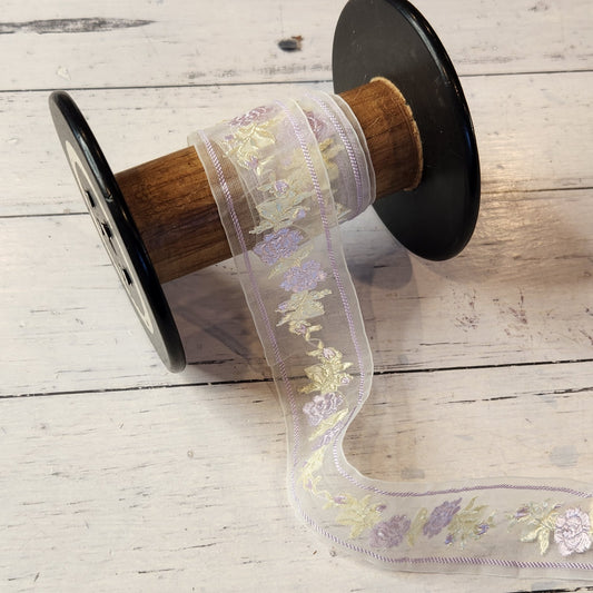 Vintage mauve rose Organza Ribbon