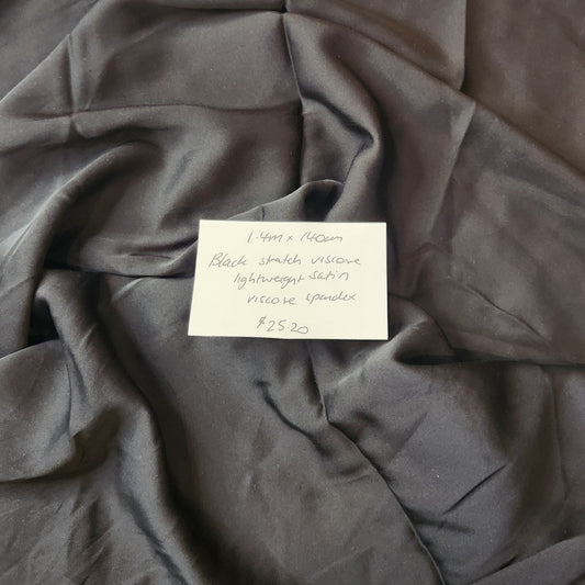 1.4m Black stretch viscose satin