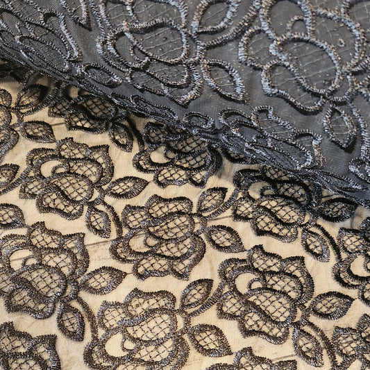Mortica black roses guipure Lace