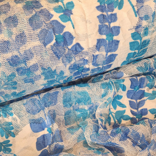 Aqua vines jacquard mesh