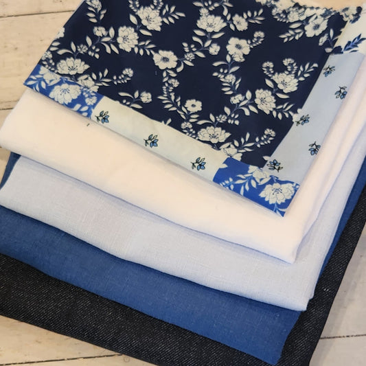 52. 5 pieces assorted linen, cotton and denim