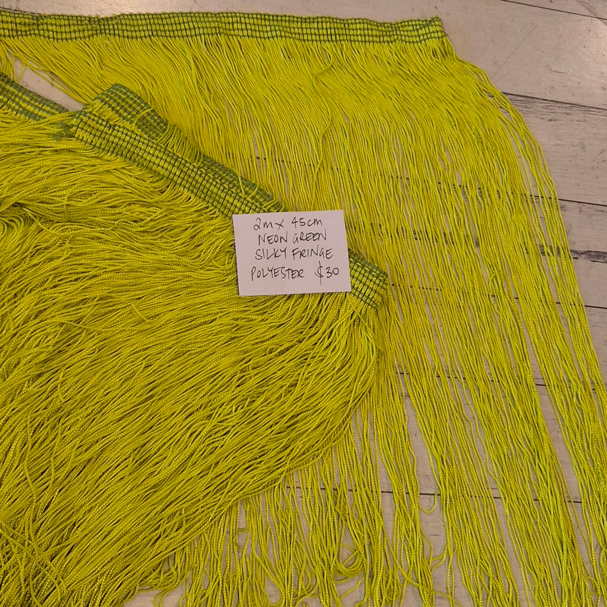 2m Neon green silky fringe