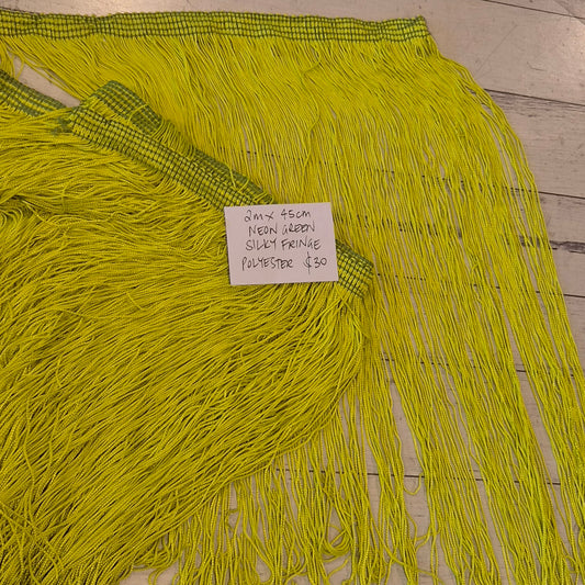 2m Neon green silky fringe