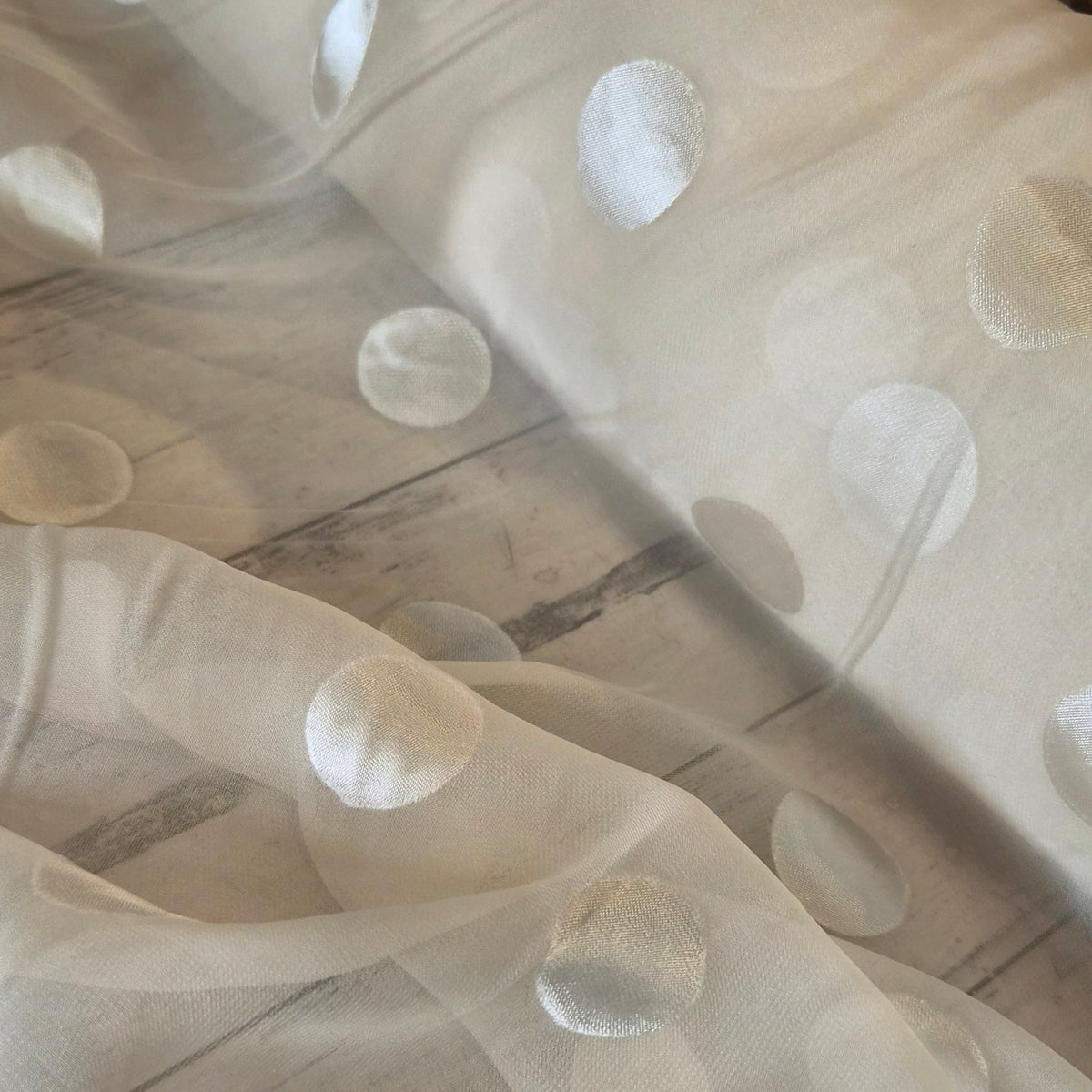 Ivory spot burnout silk satin