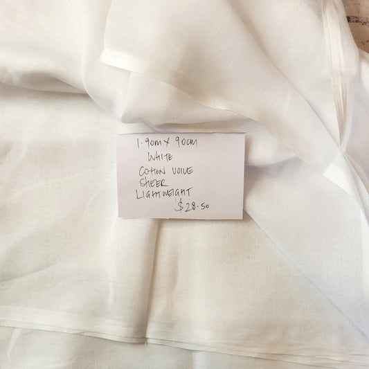 1.90m White cotton voile