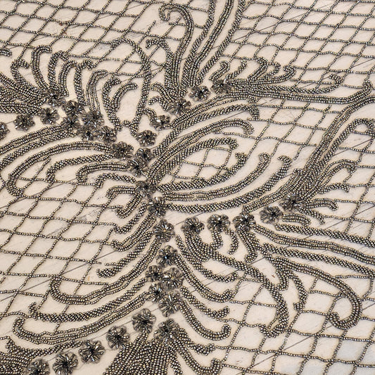 Pewter ornate beaded mesh
