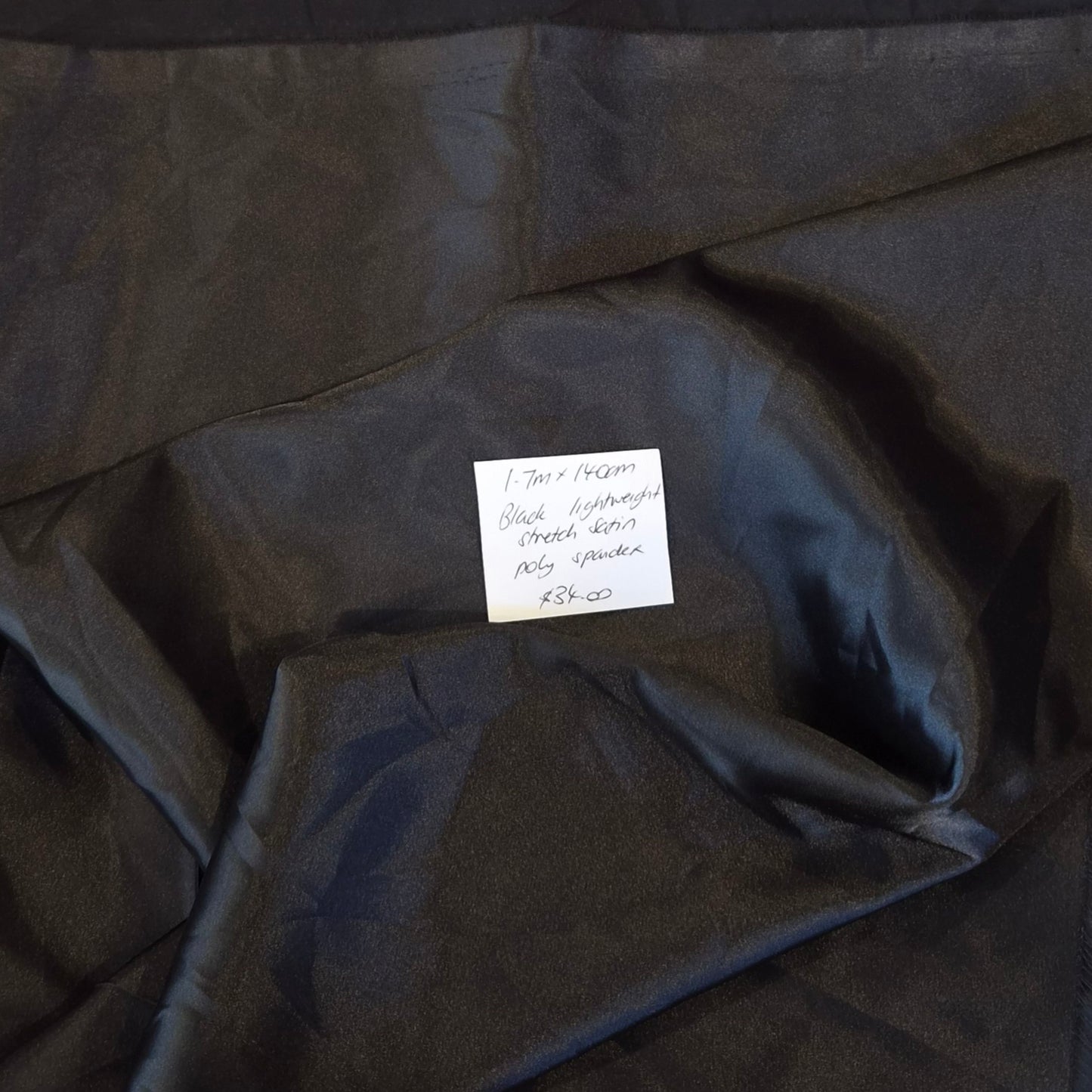1.7m Black lightweight stretch satin