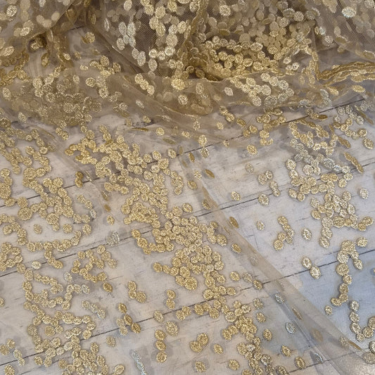 3m Gold dappled lights embroidered mesh