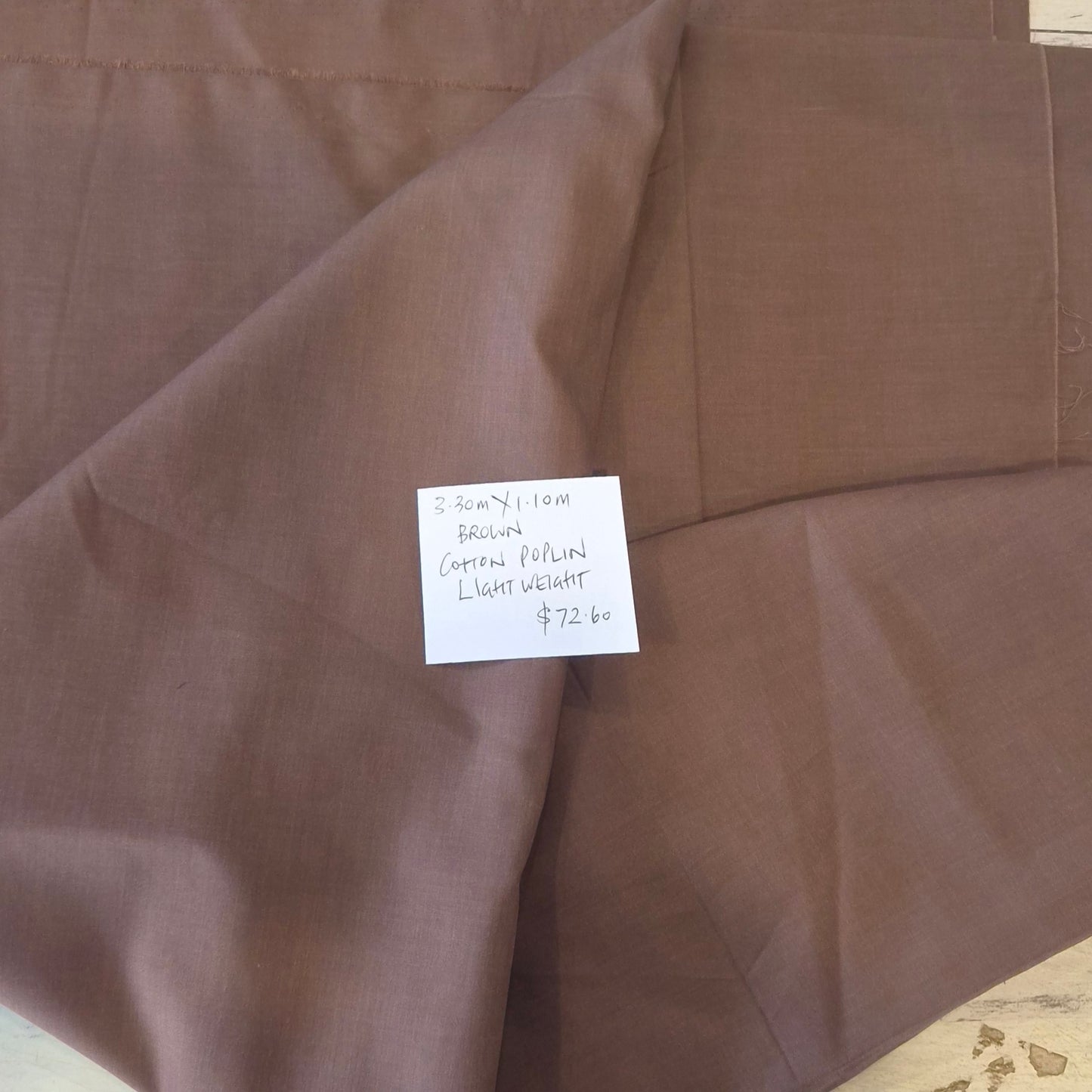 3.30m Brown cotton poplin