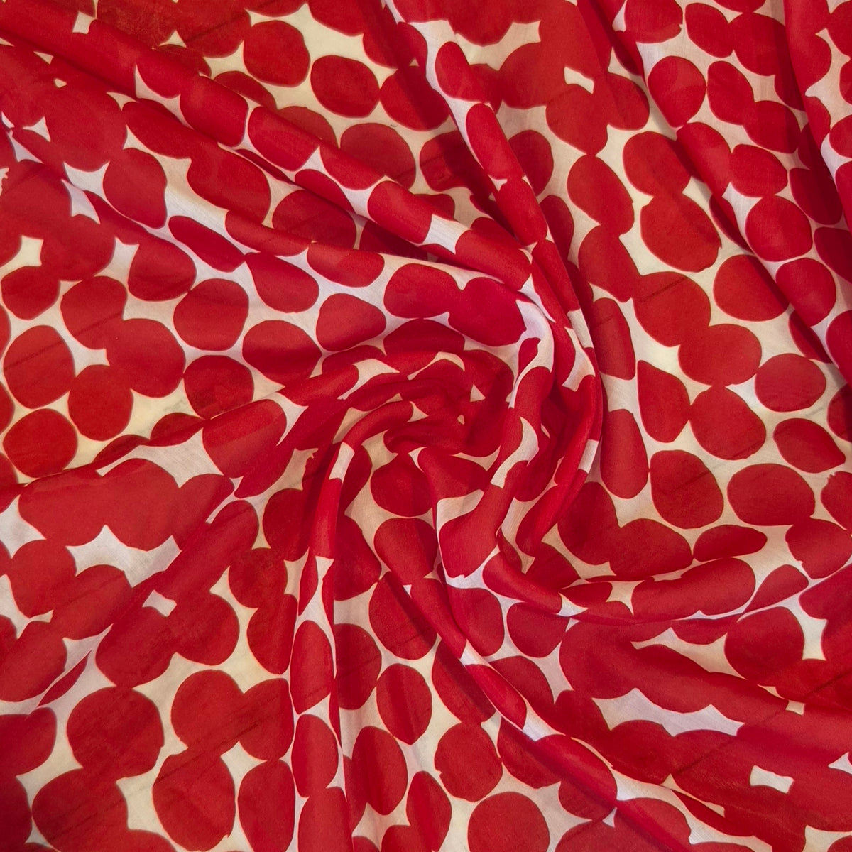 Red Organic Spotted cotton voile