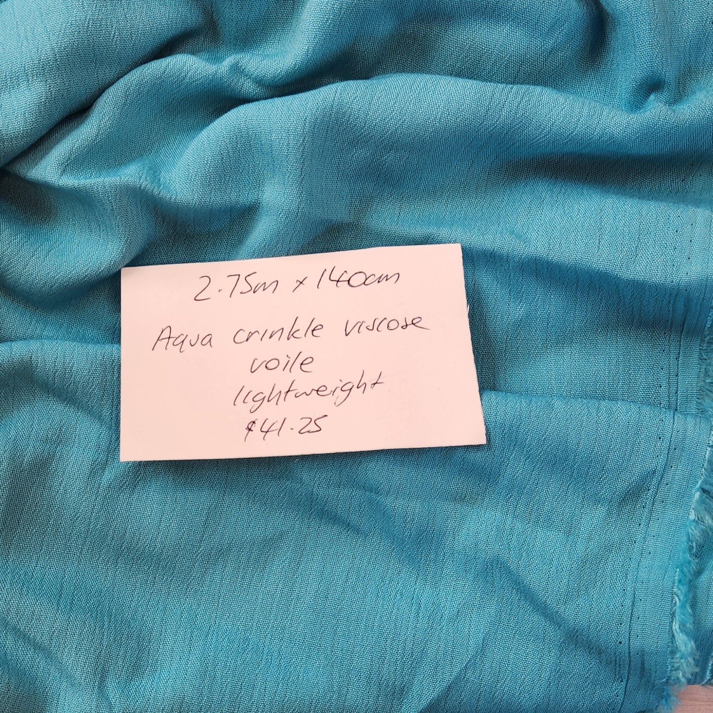 2.75m Aqua crinkle viscose