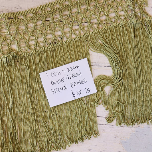 1.35m Olive fringe viscose