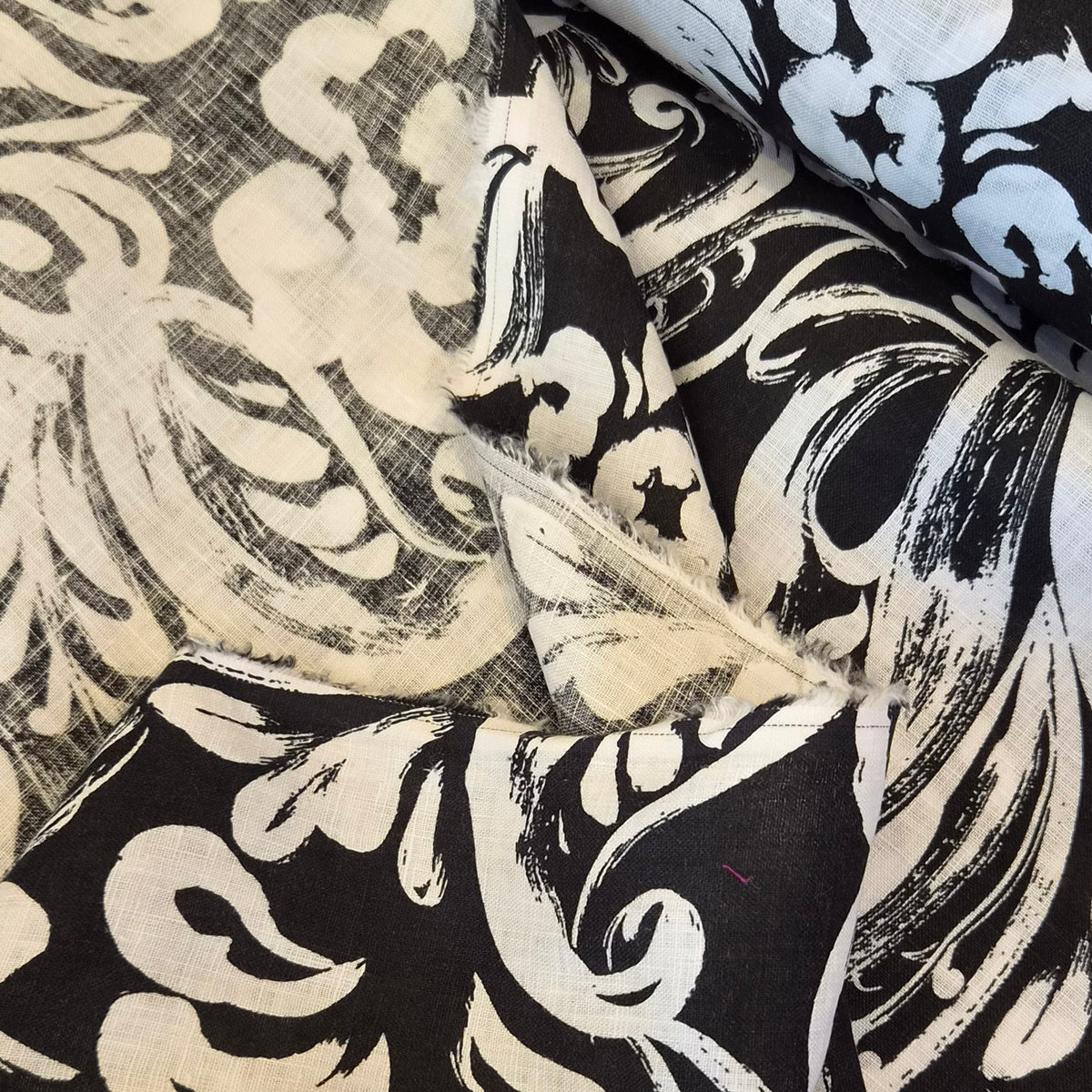 Black and white ornate linen