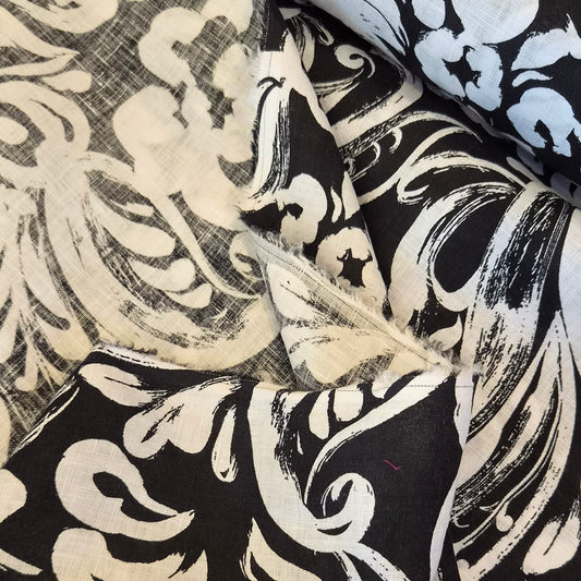 Black and white ornate linen