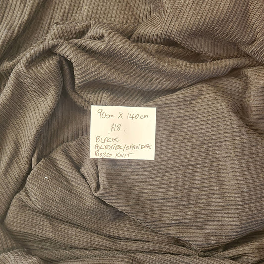 90cm Black ribbed knit