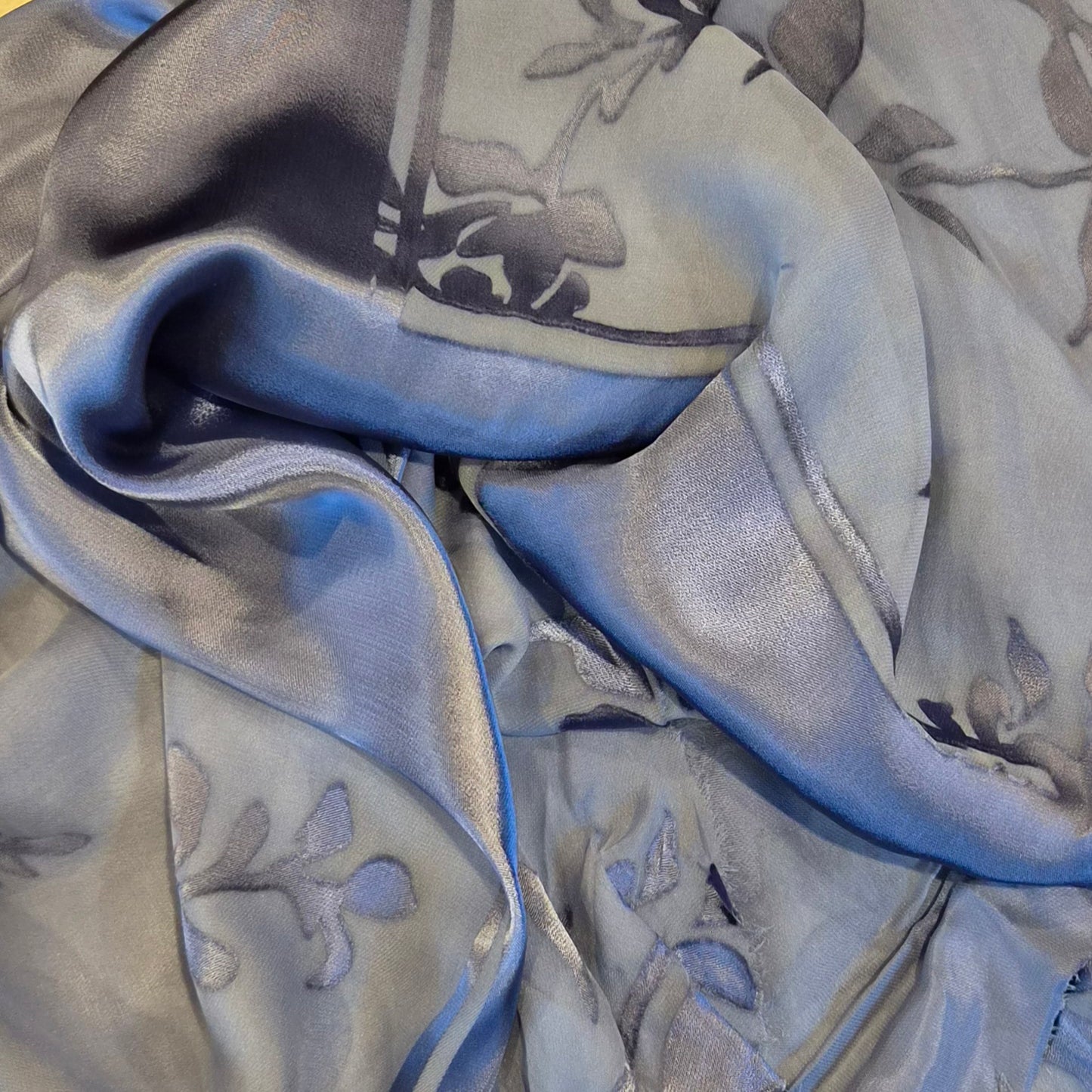 1m jacaranda blue silk burnout satin