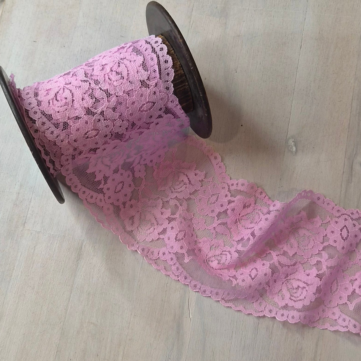 Zoe bubblegum hand dyed lace