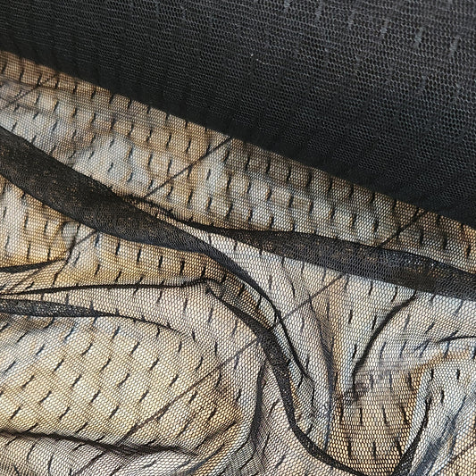 Black delicate long spot mesh