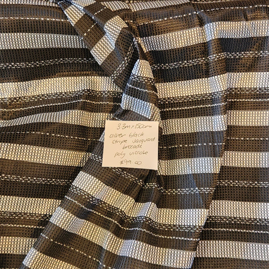 3.3m Silver stripe black brocade