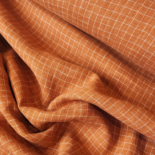 Terracotta grid organic linen