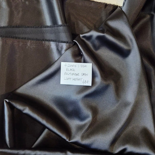 4.20m Black polyester satin