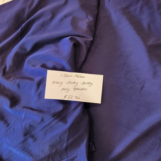 1.5m Navy slinky stretch jersey