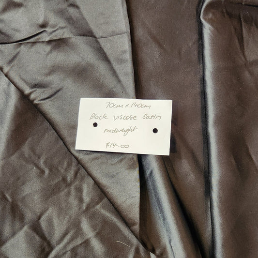 70cm Black viscose satin